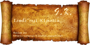 Izményi Klaudia névjegykártya