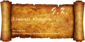 Izményi Klaudia névjegykártya